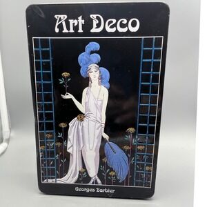 Georges Barbier 18 Art Deco Cards Keepsake‎ Tin Blank Birthday Thank You opened